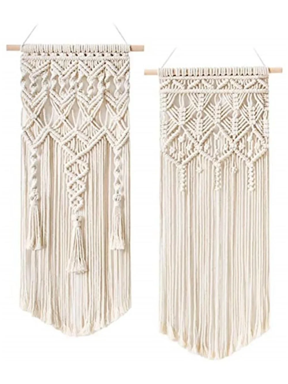 2 Pcs Macrame Woven Wall Hanging Boho Chic Geometric Art Decor Beautiful Bedroom
